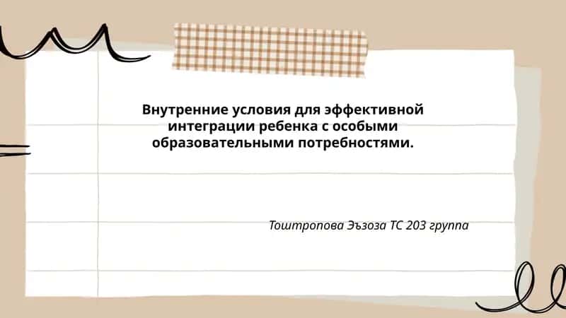 Внутренние условия для эффективной интеграции ребенка с особыми образовательными потребностями 1