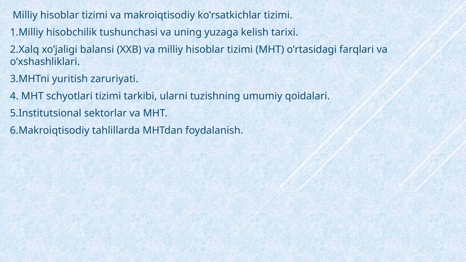 Milliy hisoblar tizimi va makroiqtisodiy koʼrsatkichlar tizimi 1