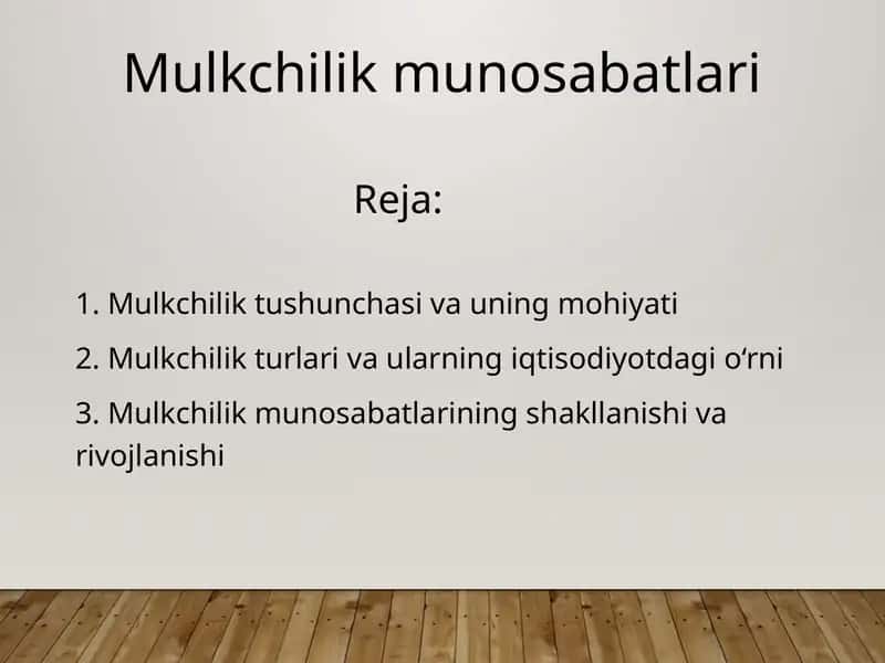 Mulkchilik munosabatlari 1