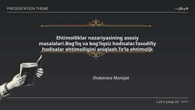 Ehtimolliklar nazariyasining asosiy masalalari 1