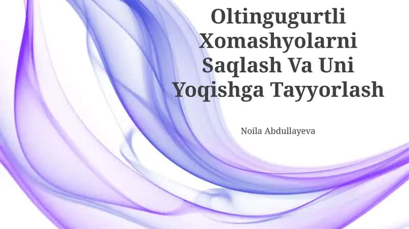 Oltingugurtli Xomashyolarni Saqlash Va Uni Yoqishga Tayyorlash 1
