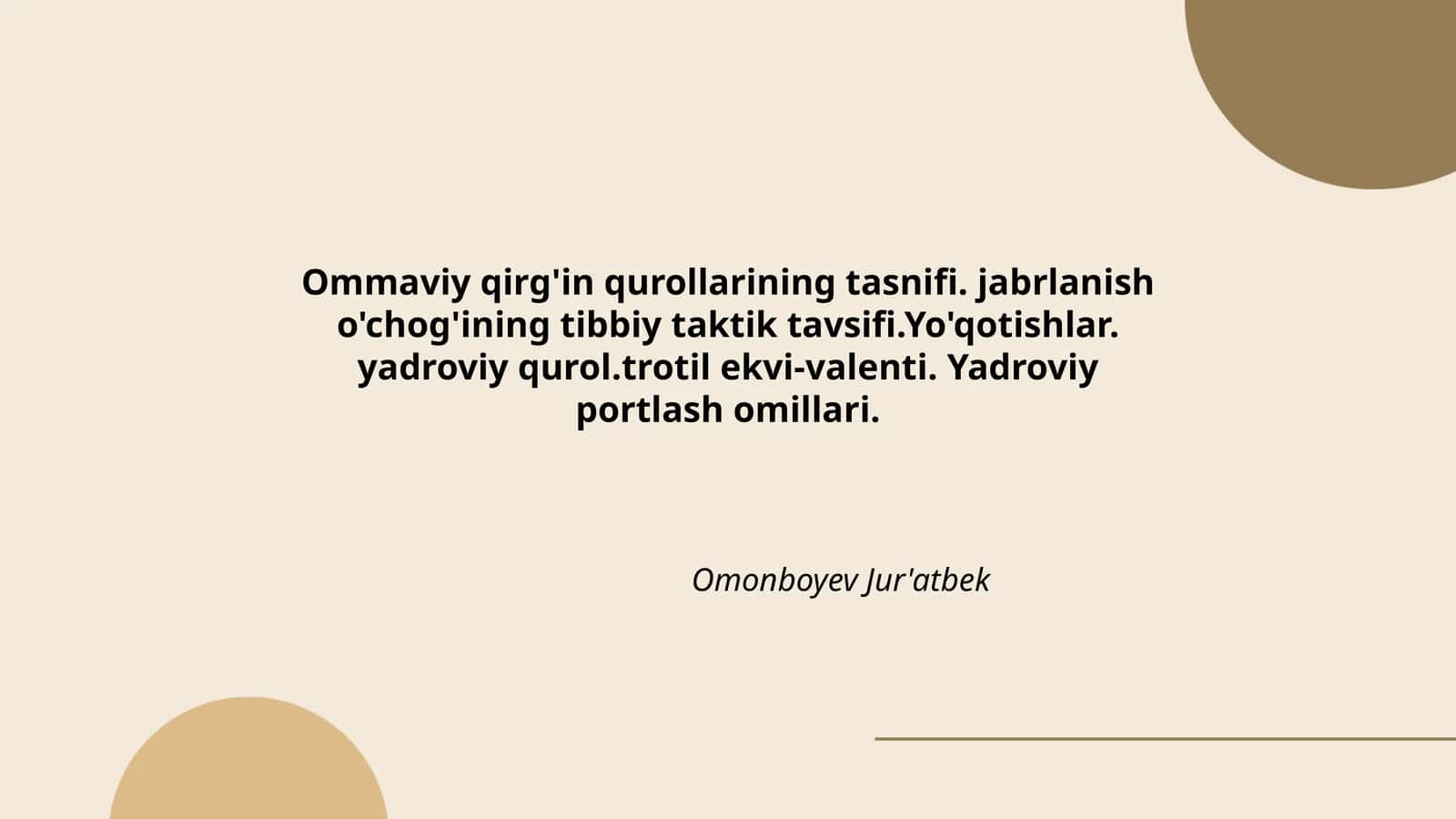 Ommaviy qirg'in qurollarining tasnifi 1