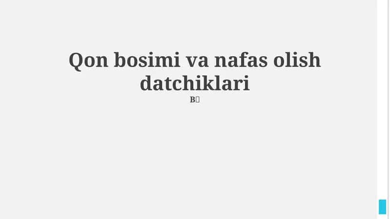 Qon bosimi va nafas olish sensorlari 1