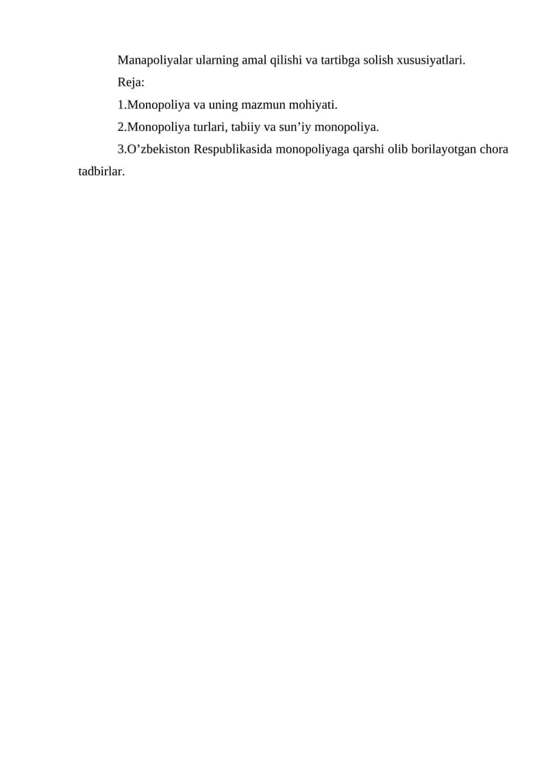 Monopoliya va uning mazmun mohiyati 1