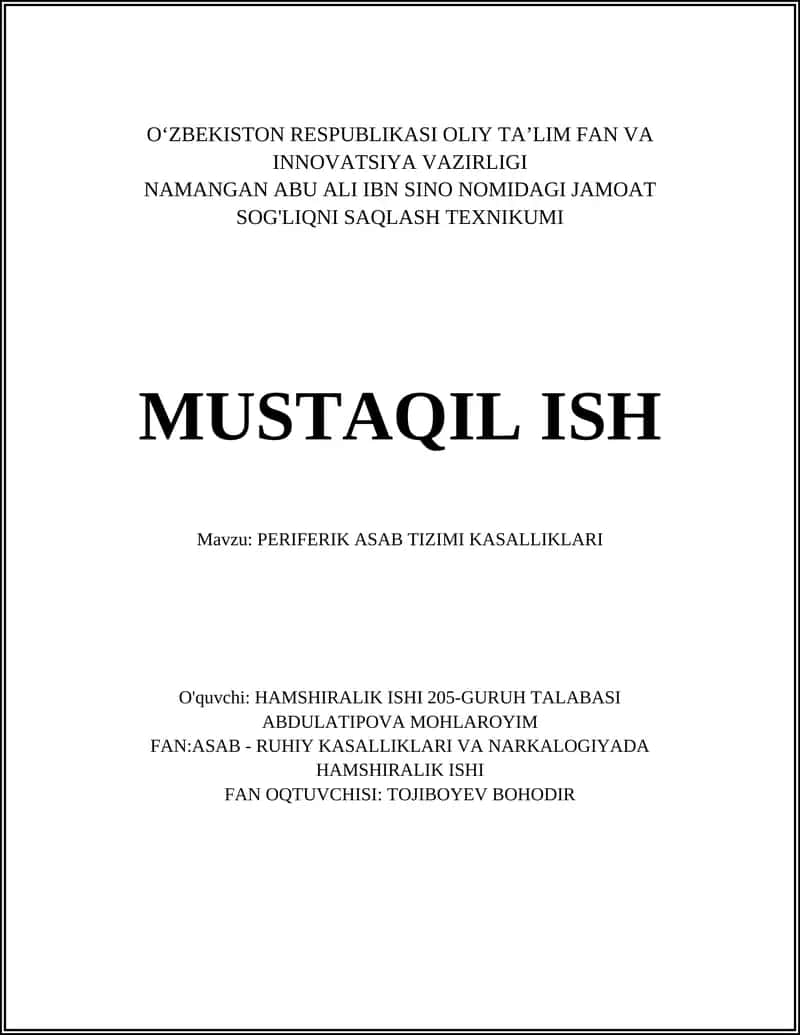 PERIFERIK ASAB TIZIMI KASALLIKLARI 1