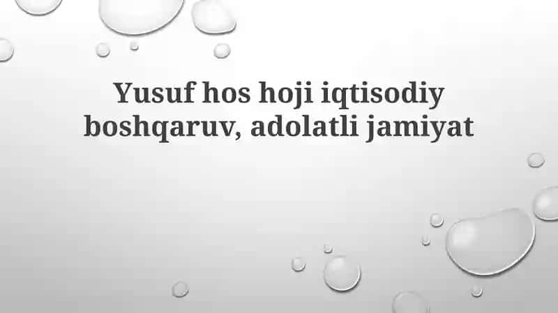 Yusuf Xos Hoji iqtisodiy boshqaruv, adolatli jamiyat