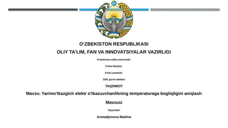 Yarimo'tkazgich elektr o'tkazuvchanlikning temperaturaga bogliqligini aniqlash 1
