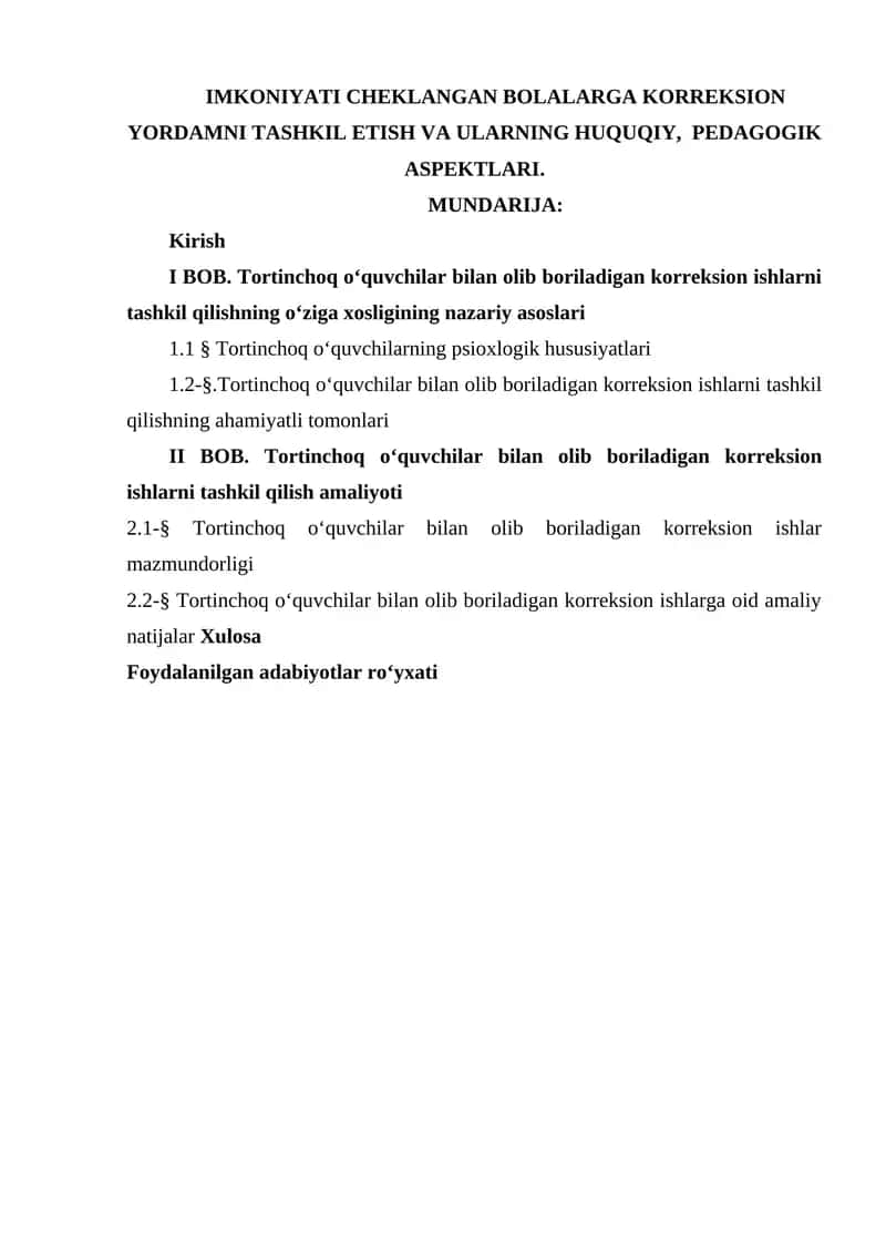 Tortinchoq o‘quvchilar bilan olib boriladigan korreksion ishlarni tashkil qilish 1