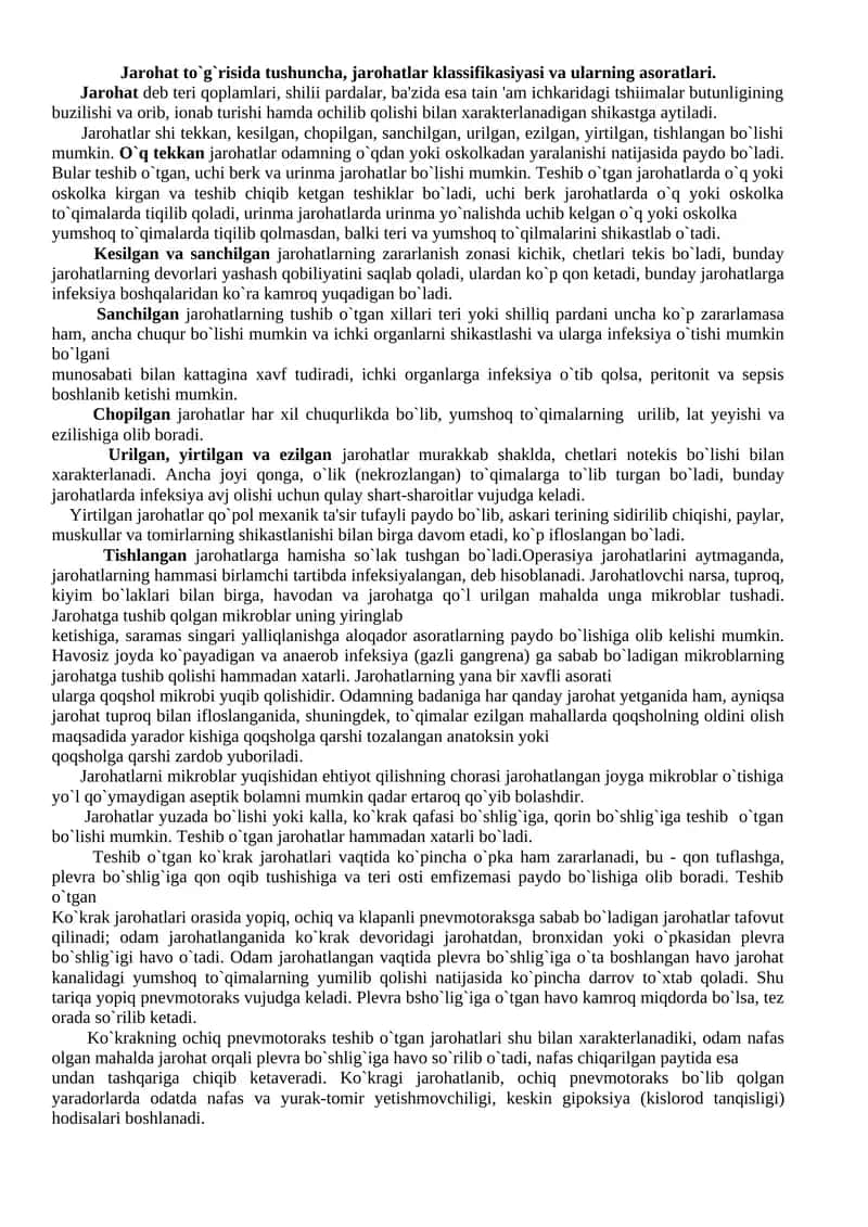 Jarohatlar asoslari 1