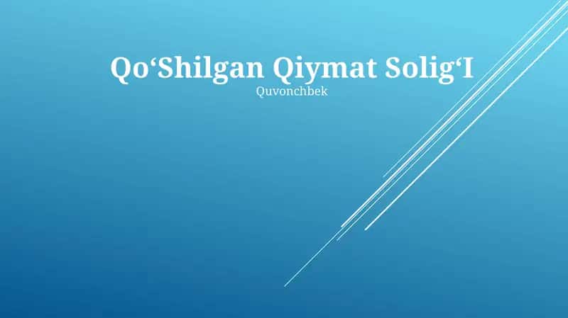 QoʻShilgan Qiymat SoligʻI 1