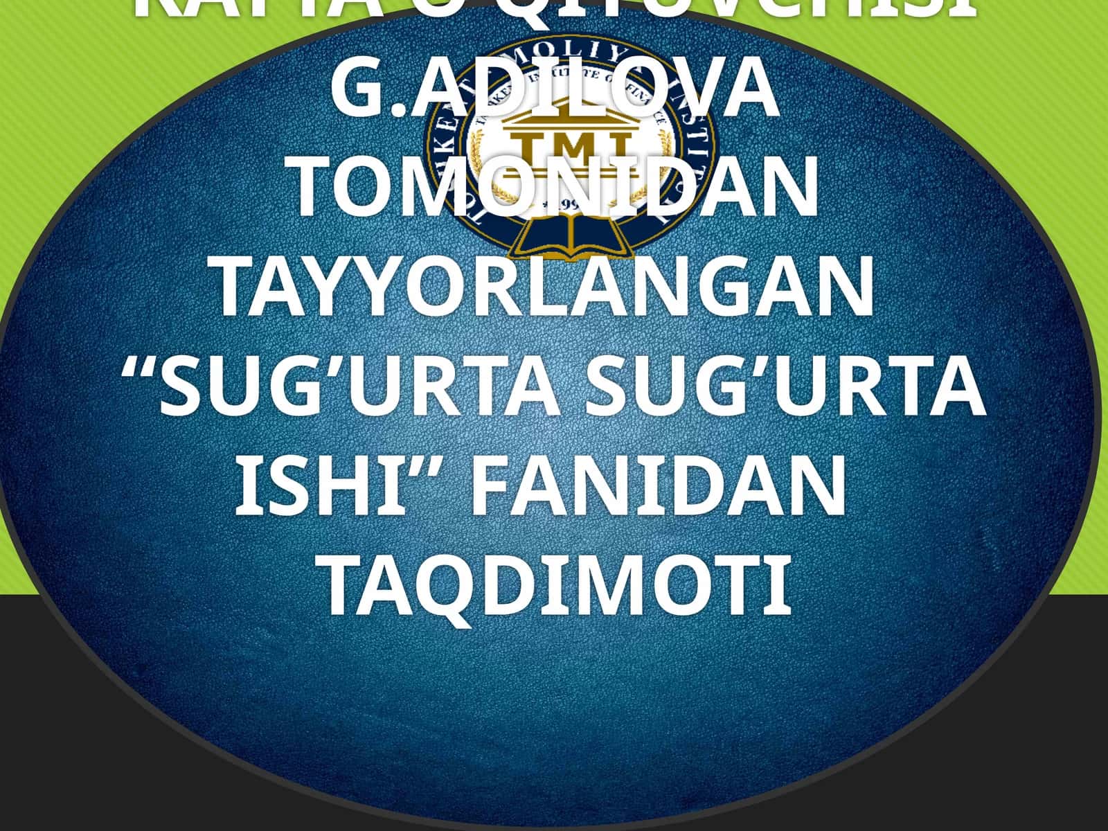 Sug‘urta ishi fanidan taqdimoti 1