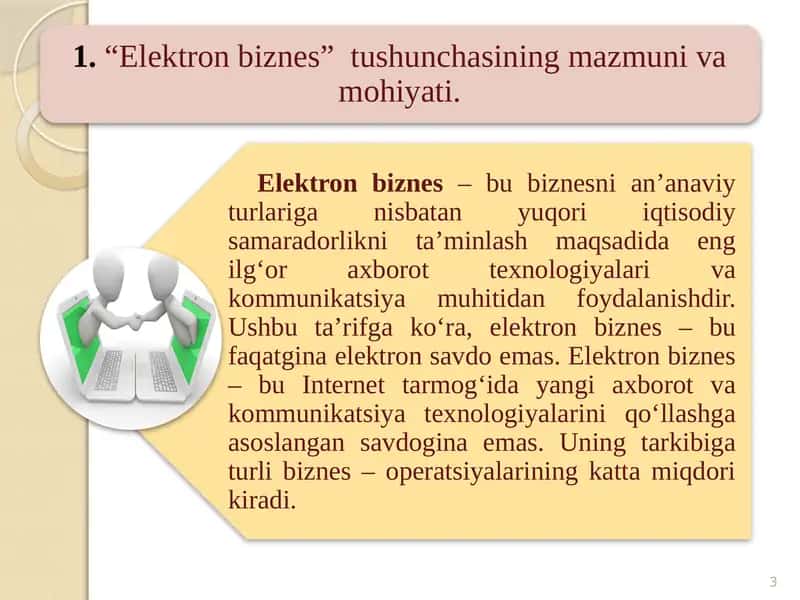 Elektron biznes amalga oshirishning asosiy sohalari 1