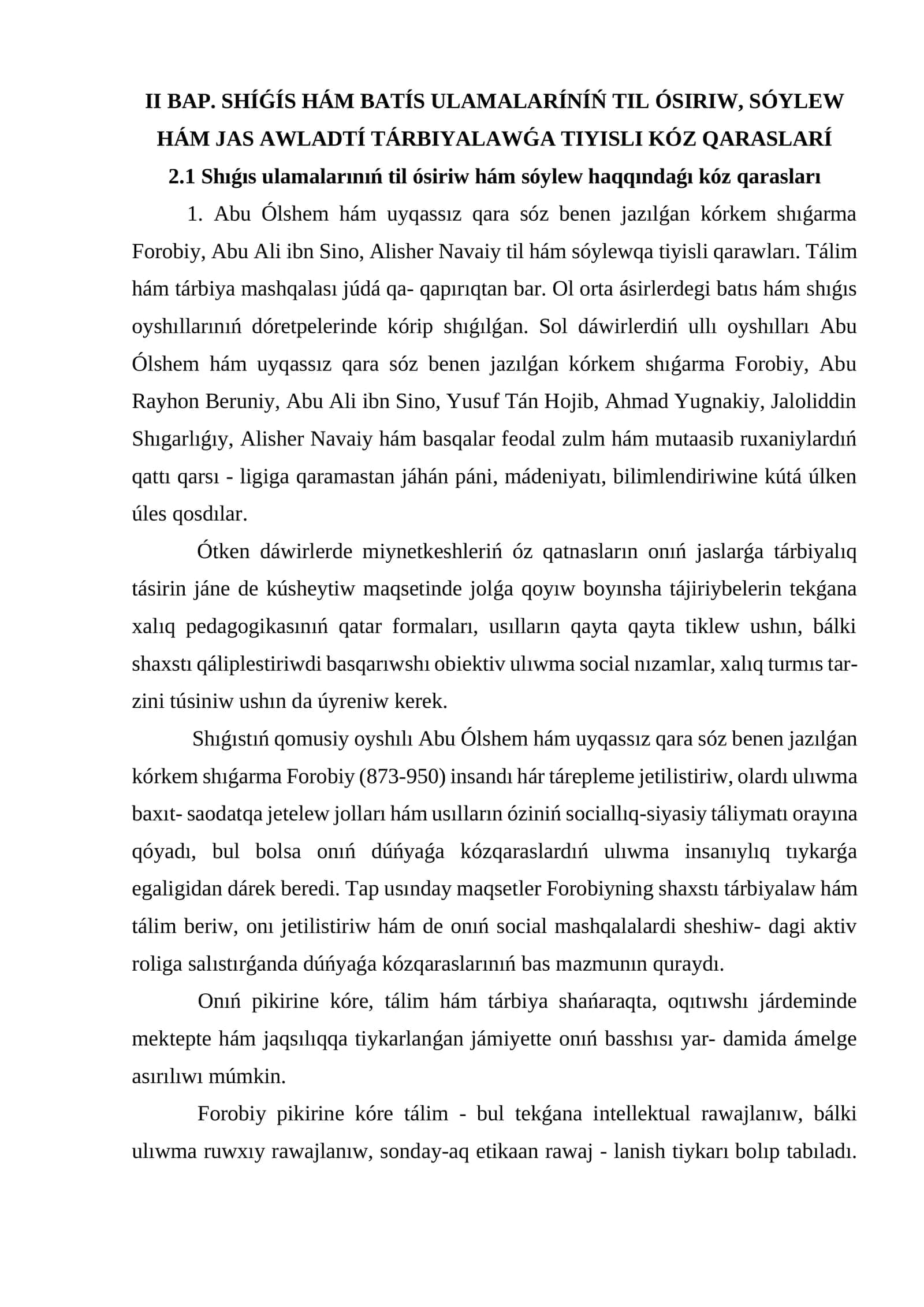 Shıǵıs hám batıs ulamalarınıń til ósiriv, sóylew hám jas awladtı tárbiyalawǵa tiyisli kóz qarasları 1