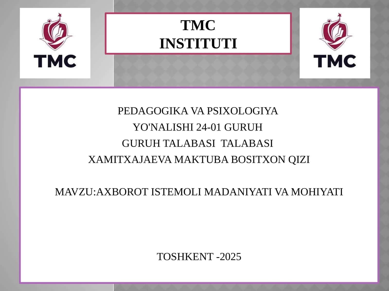 Axborot Iste'moli Madaniyati 1