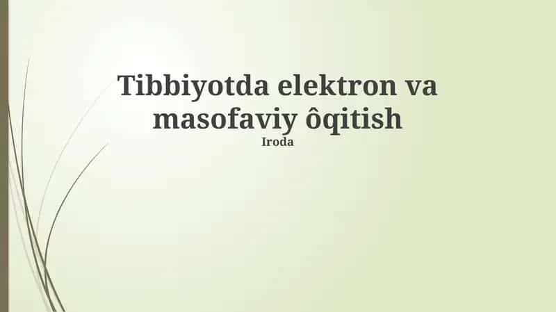 Masofaviy Tibbiy Ta'lim 1