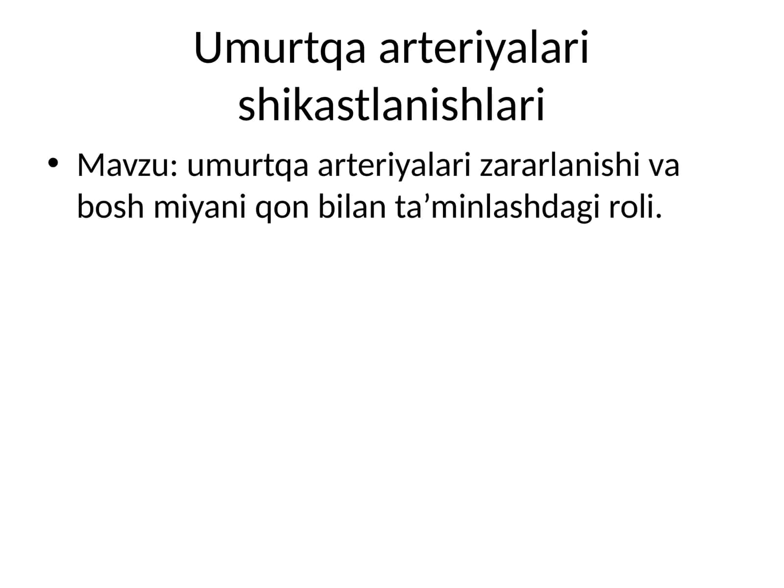 Umurtqa arteriyalari shikastlanishlari 1