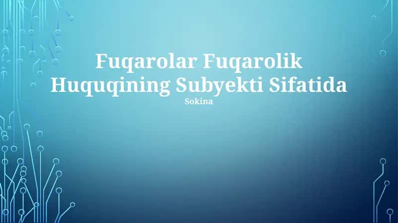 Fuqarolar Fuqarolik Huquqining Subyekti Sifatida 1