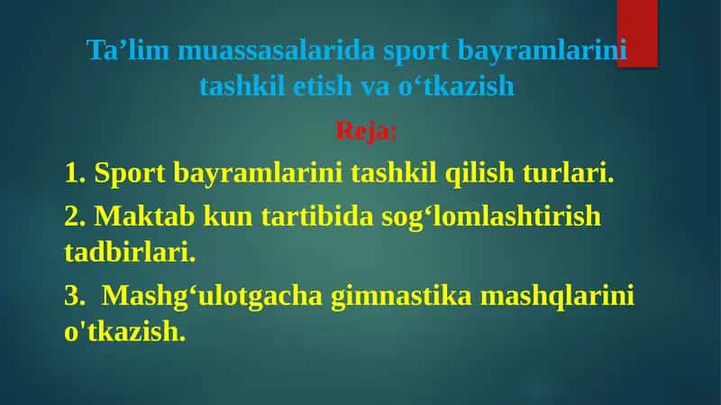 Sport bayramlarini tashkil qilish 1