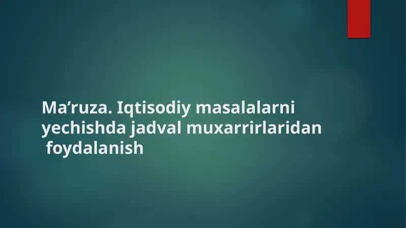 Microsoft Excel dasturini ishlatish 1