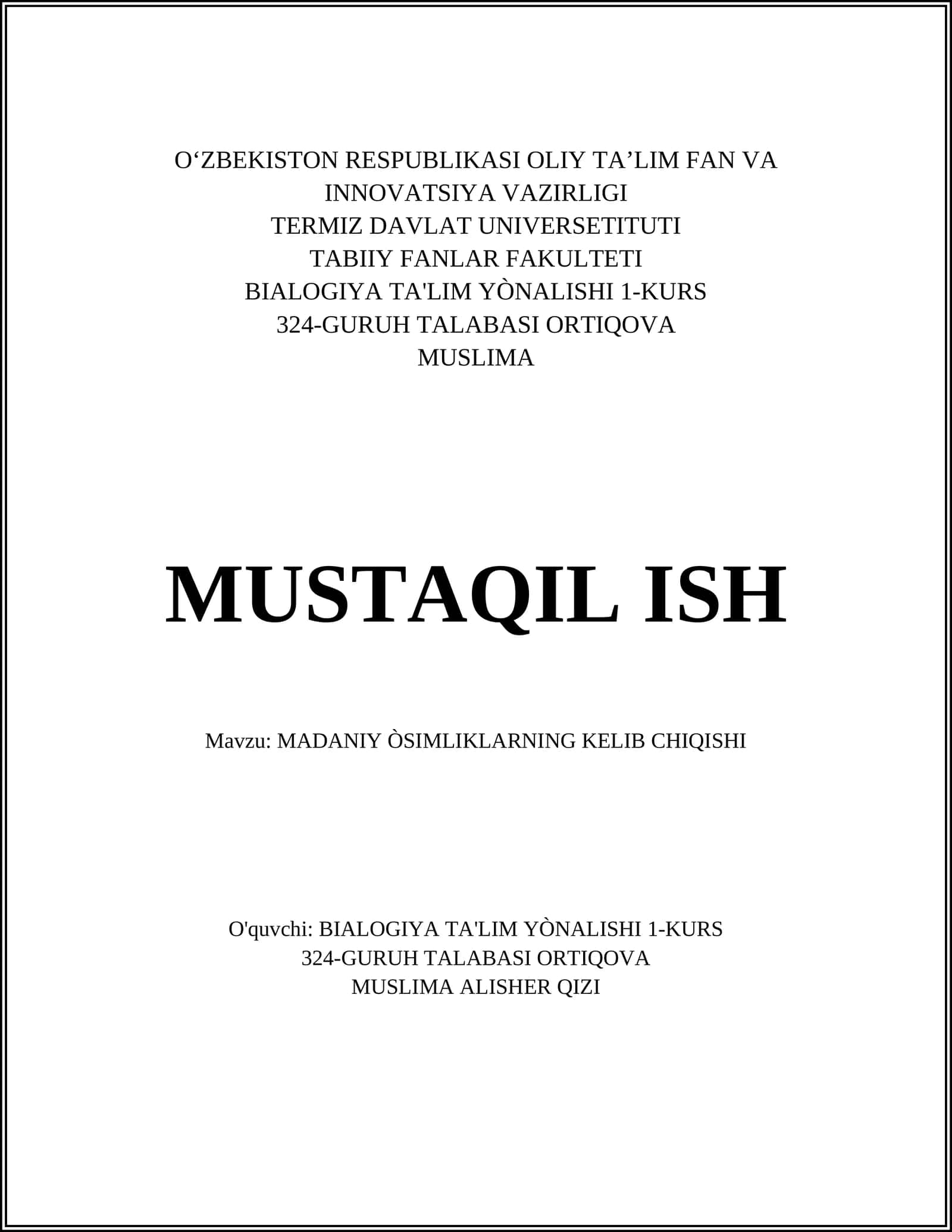 MADANIY ÒSIMLIKLARNING KELIB CHIQISHI 1