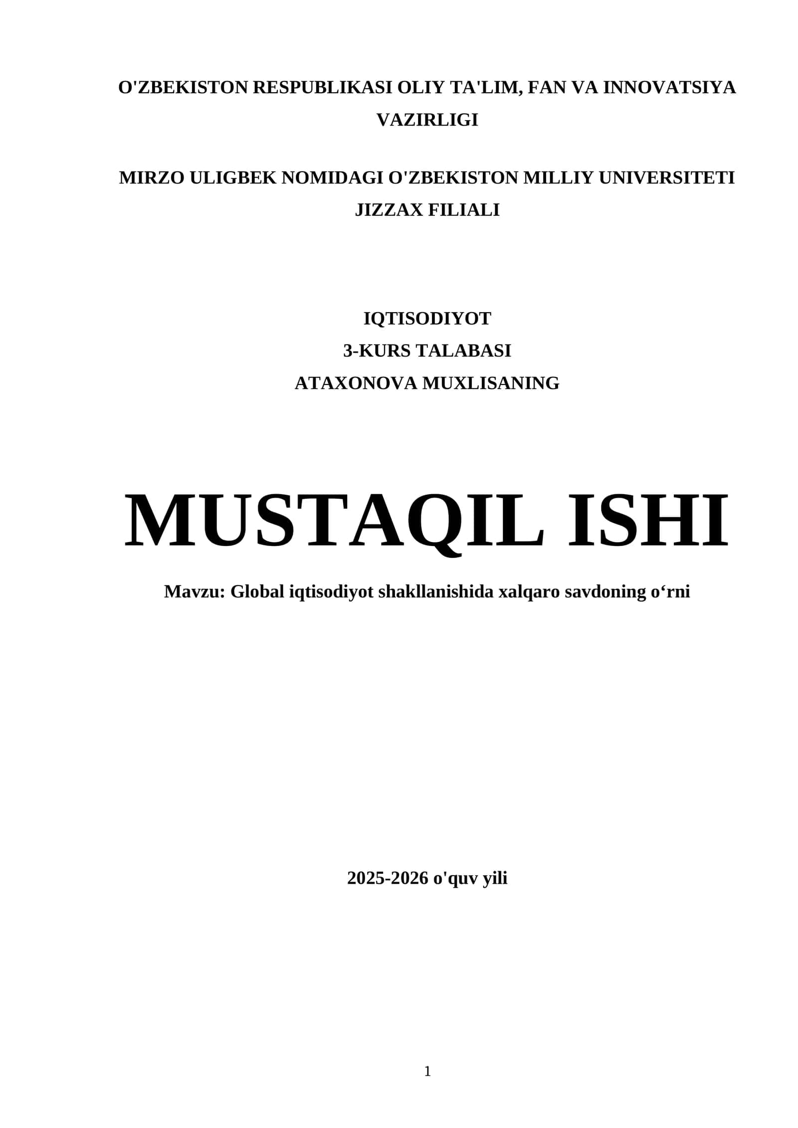 Global iqtisodiyot shakllanishida xalqaro savdoning o‘rni 1