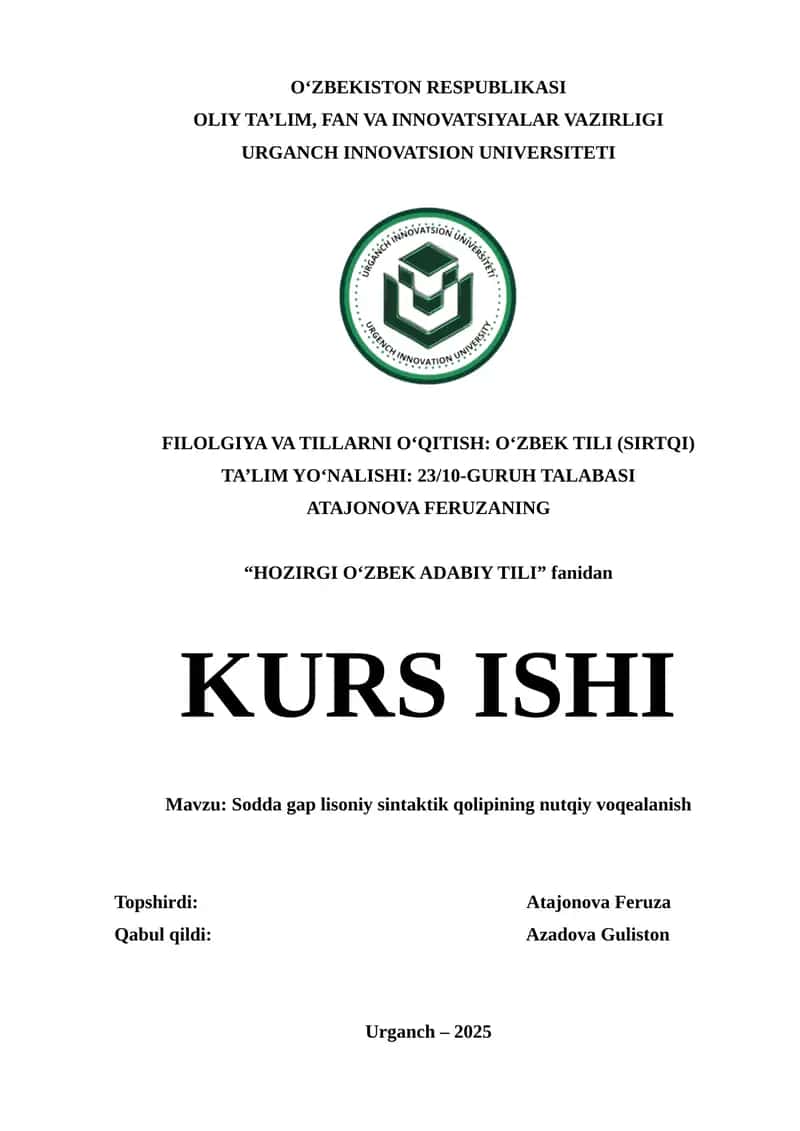 SODDA GAP LISONIY SINTAKTIK QOLIPINING NUTQIY VOQEALANISH 1