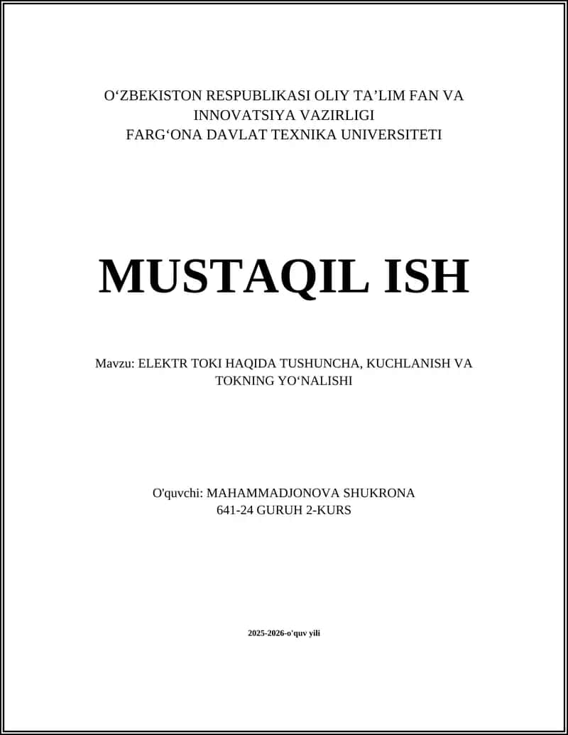 ELEKTR TOKI HAQIDA TUSHUNCHA 1