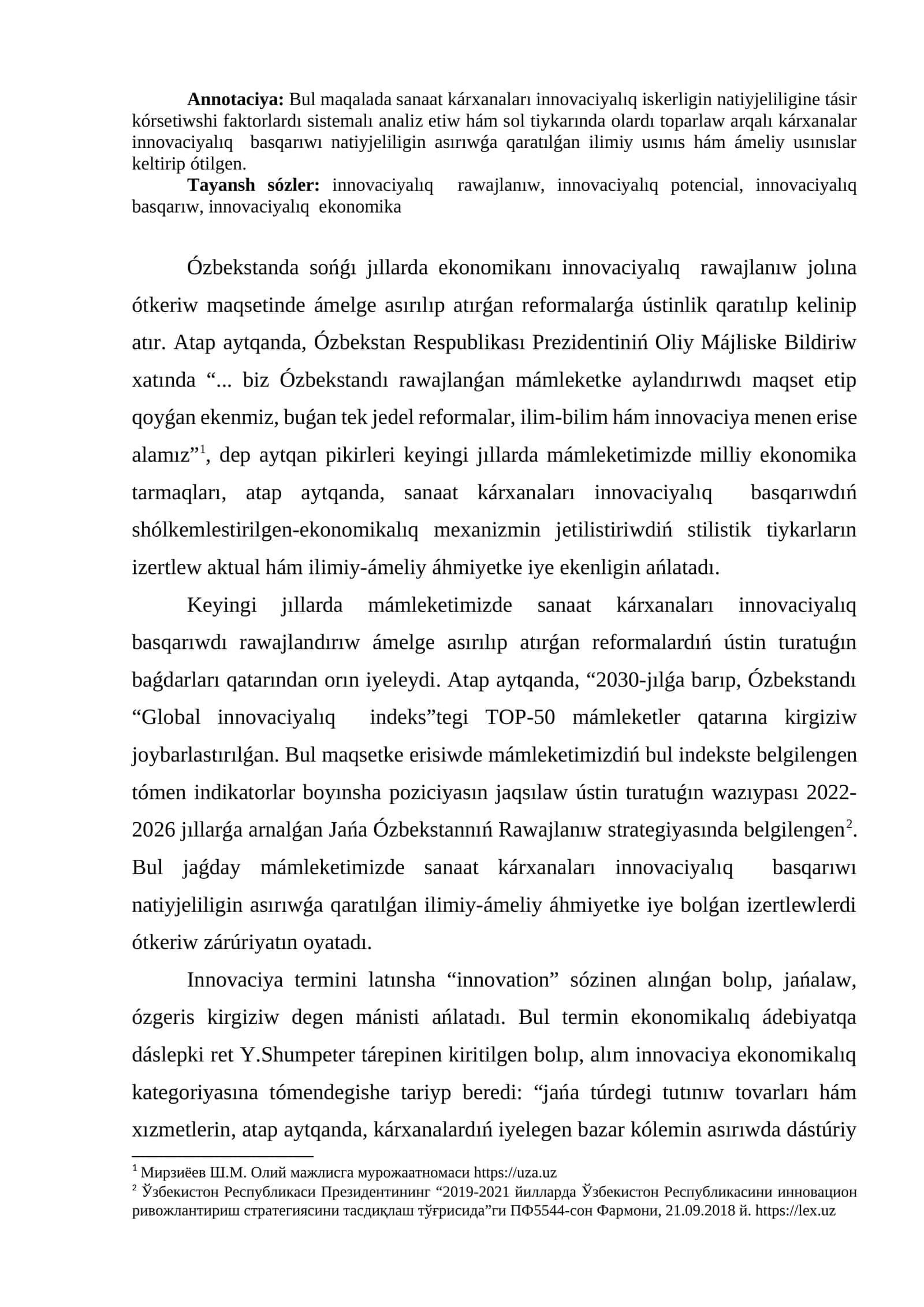 sanaat kárxanaları innovaciyalıq iskerligin natiyjeliligine tásir kórsetiwshi faktorlardı sistemalı analiz etiw 1