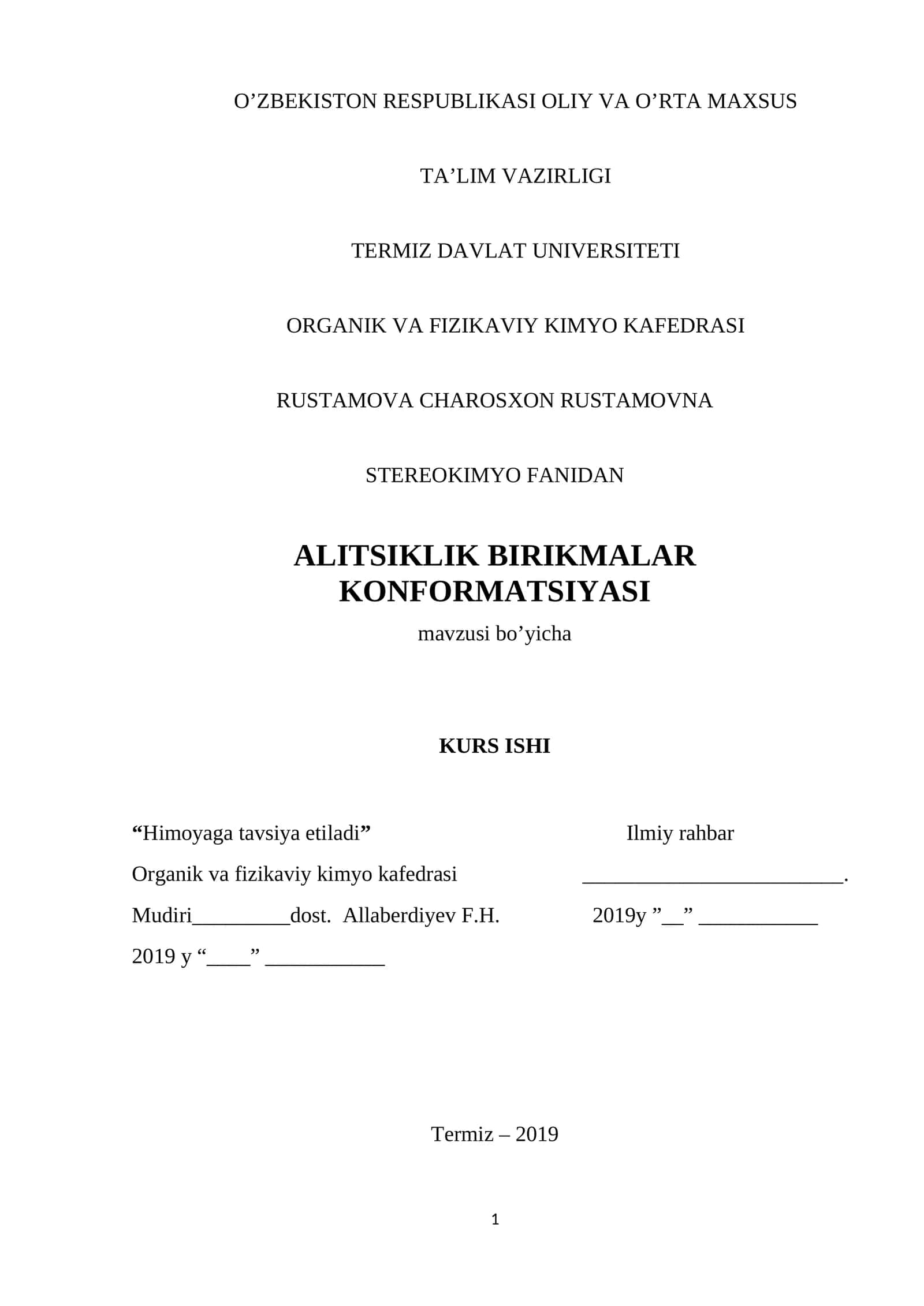 Alitsiklik birikmalar konformatsiyasi 1