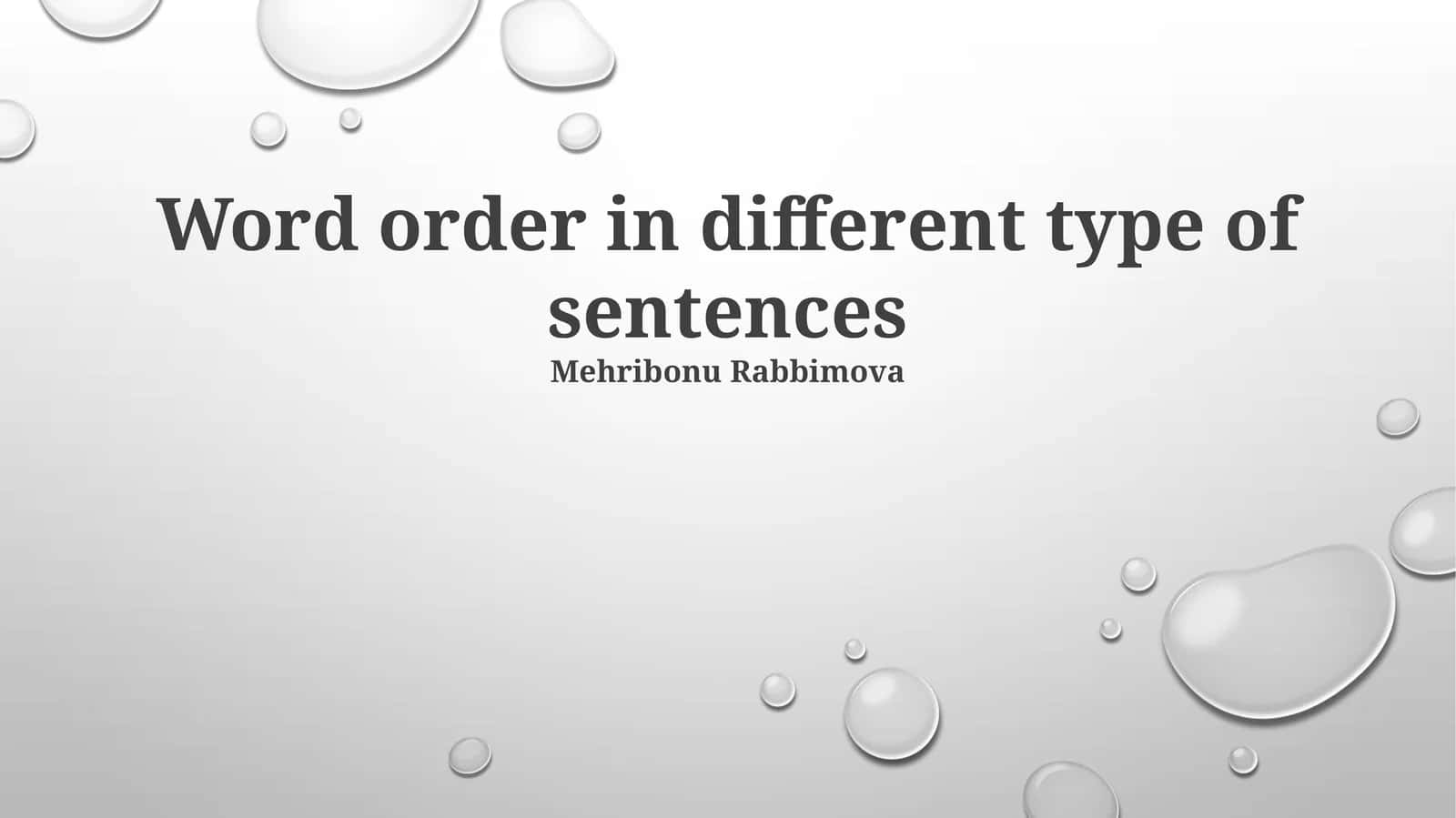 Word order in different type of sentences 1