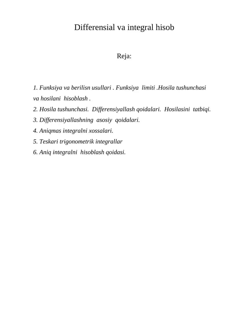 Differensial va integral hisob 1