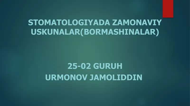 Zamonaviy Stomatologik Uskunalar 1