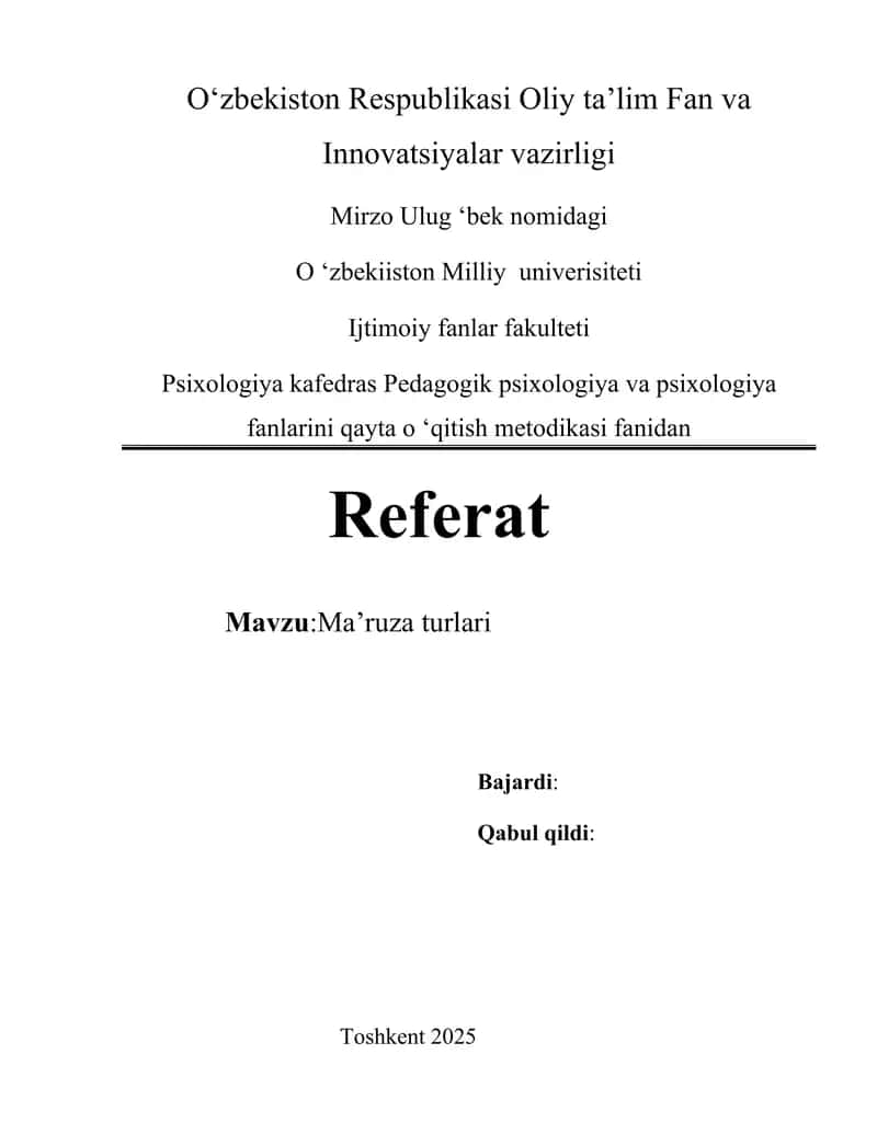 Ma’ruza turlari 1