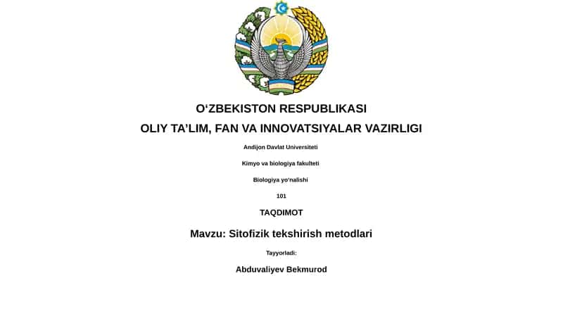 Sitofizik tekshirish metodlari 1