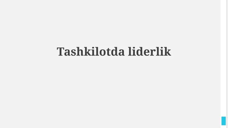 Tashkilotda liderlik