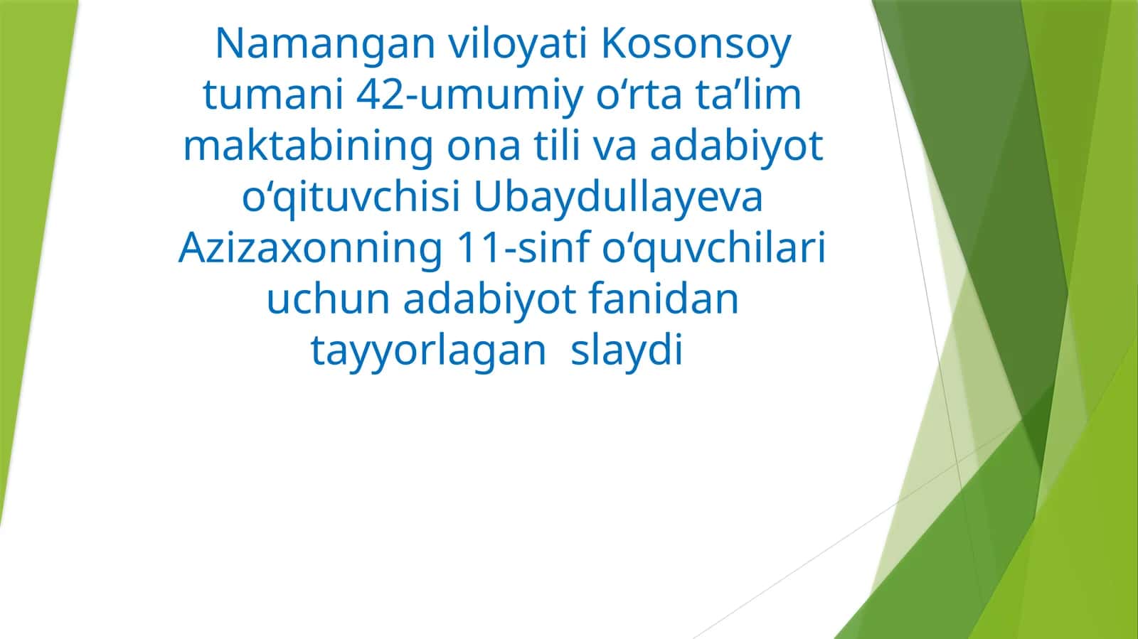 11-sinf o‘quvchilari uchun adabiyot fanidan tayyorlagan slaydi 1