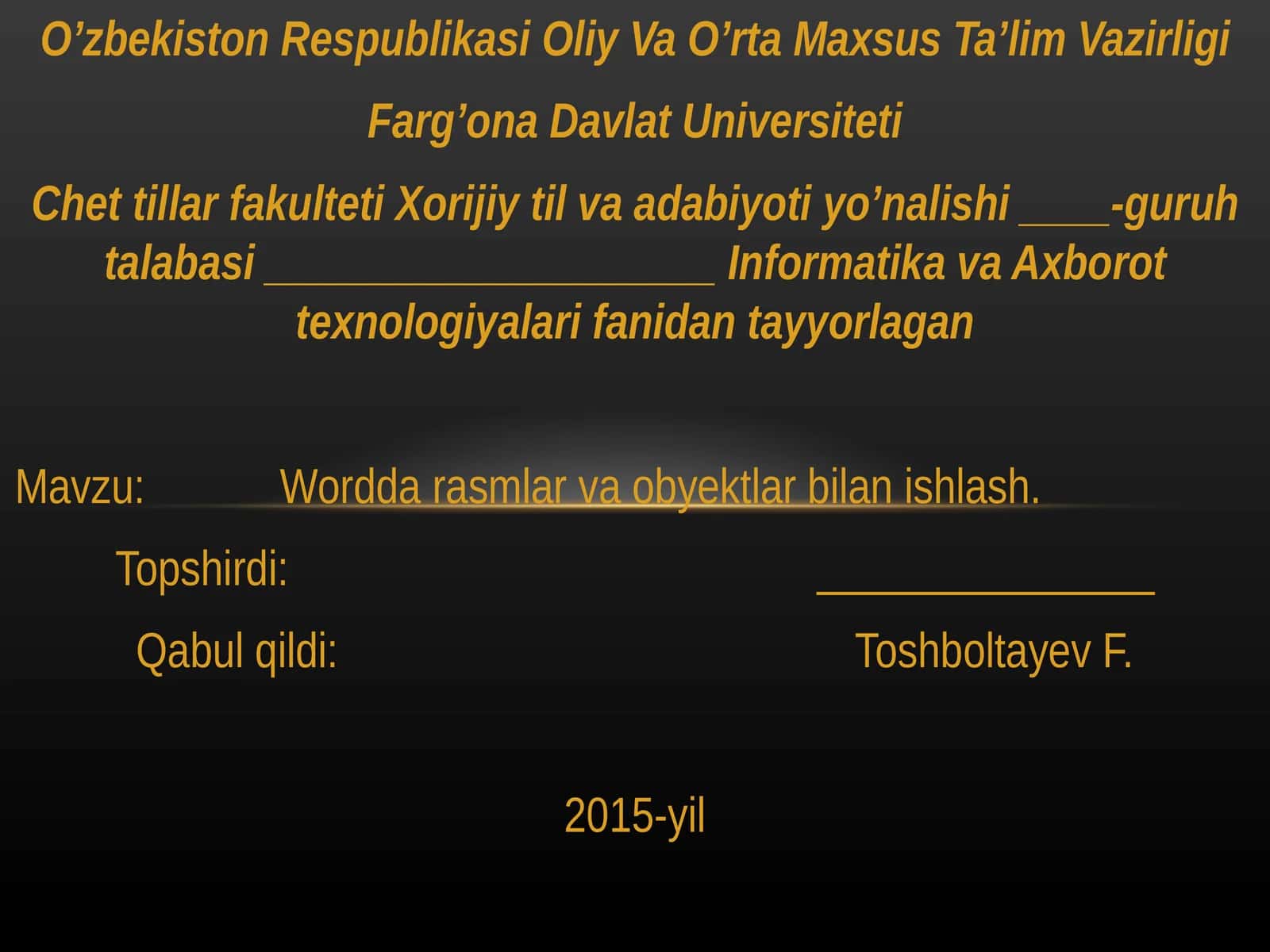 Wordda rasmlar va obyektlar bilan ishlash 1