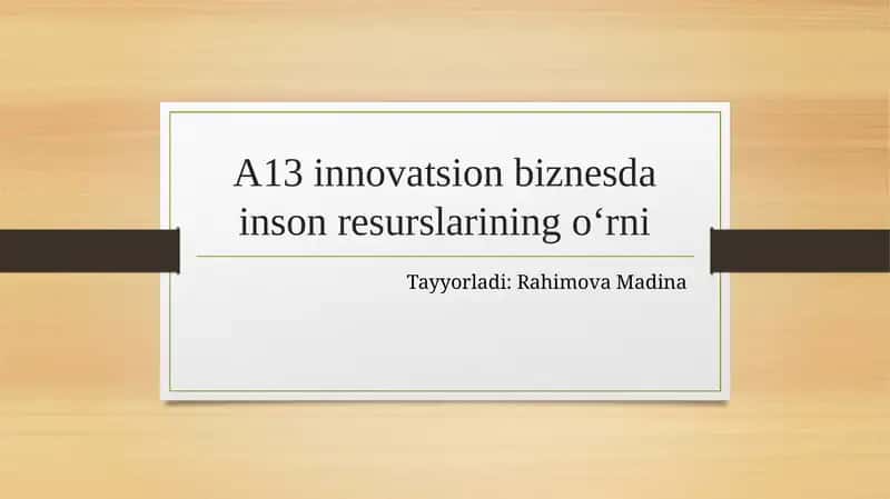 Innovatsion Biznes va Inson Resurslari 1