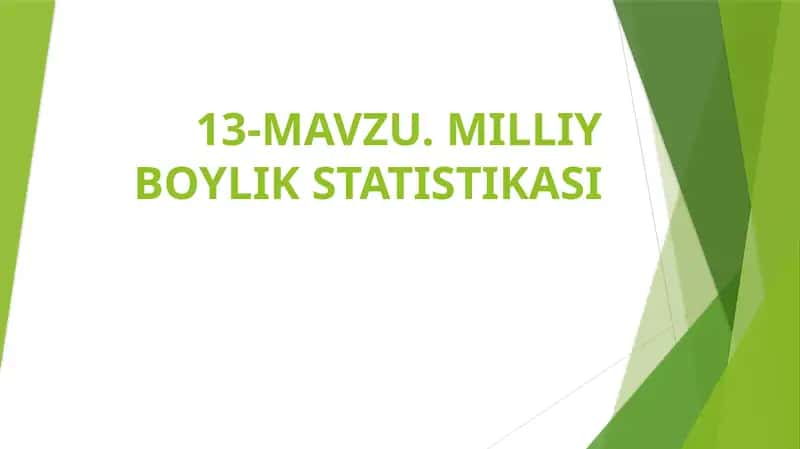 Milliy boylik statistikasi 1