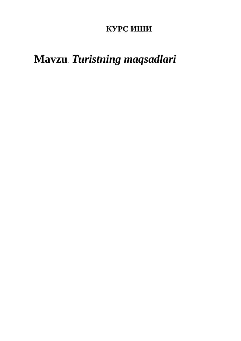 Turistning maqsadlari 1