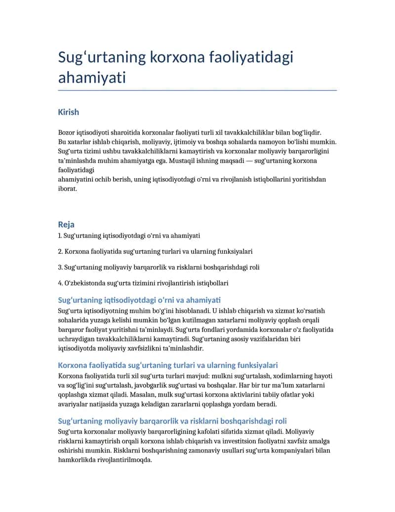 Sug‘urtaning korxona faoliyatidagi ahamiyati 1