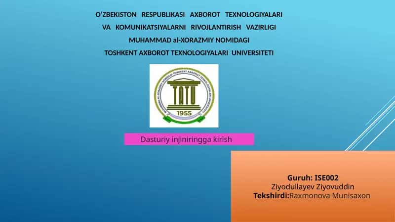 Dasturiy injiniringga kirish 1