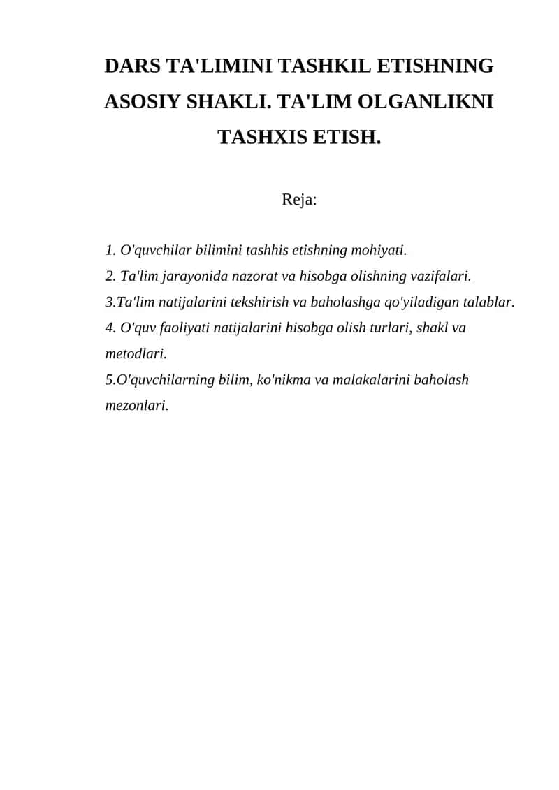 TA'LIM OLGANLIKNI TASHXIS ETISH 1