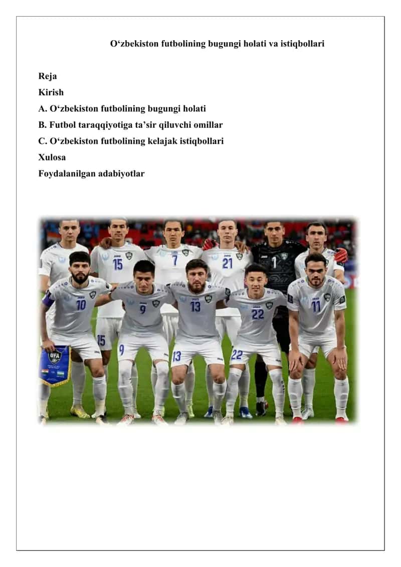 Oʻzbekiston futbolining bugungi holati va istiqbollari 1