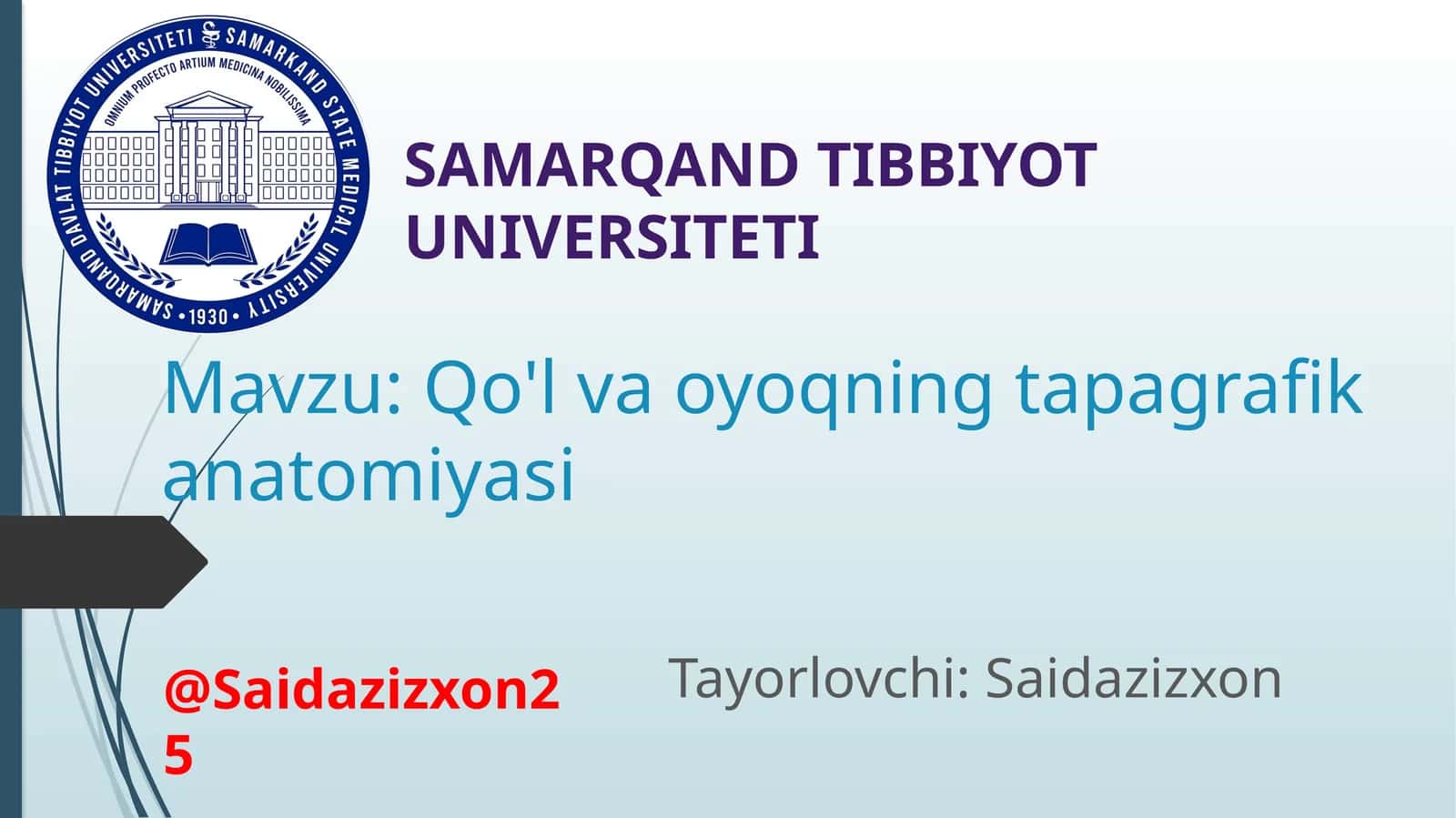 Qo'l va oyoqning tapagrafik anatomiyasi 1