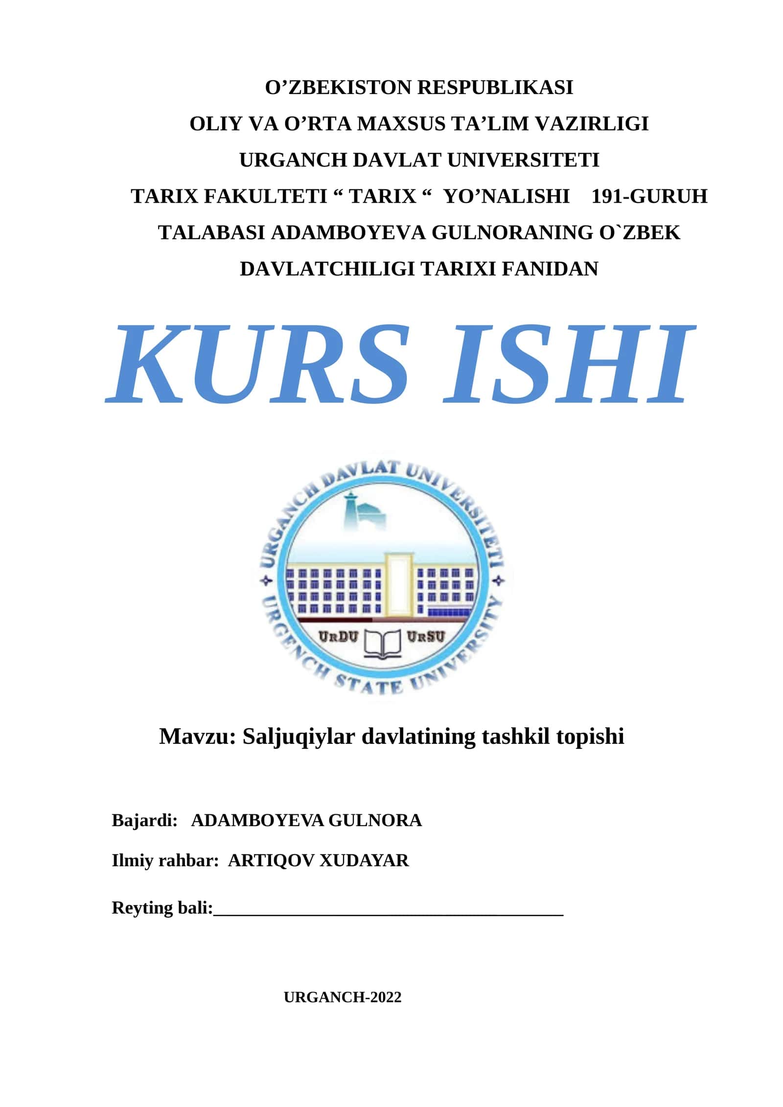 Saljuqiylar davlatining tashkil topishi 1