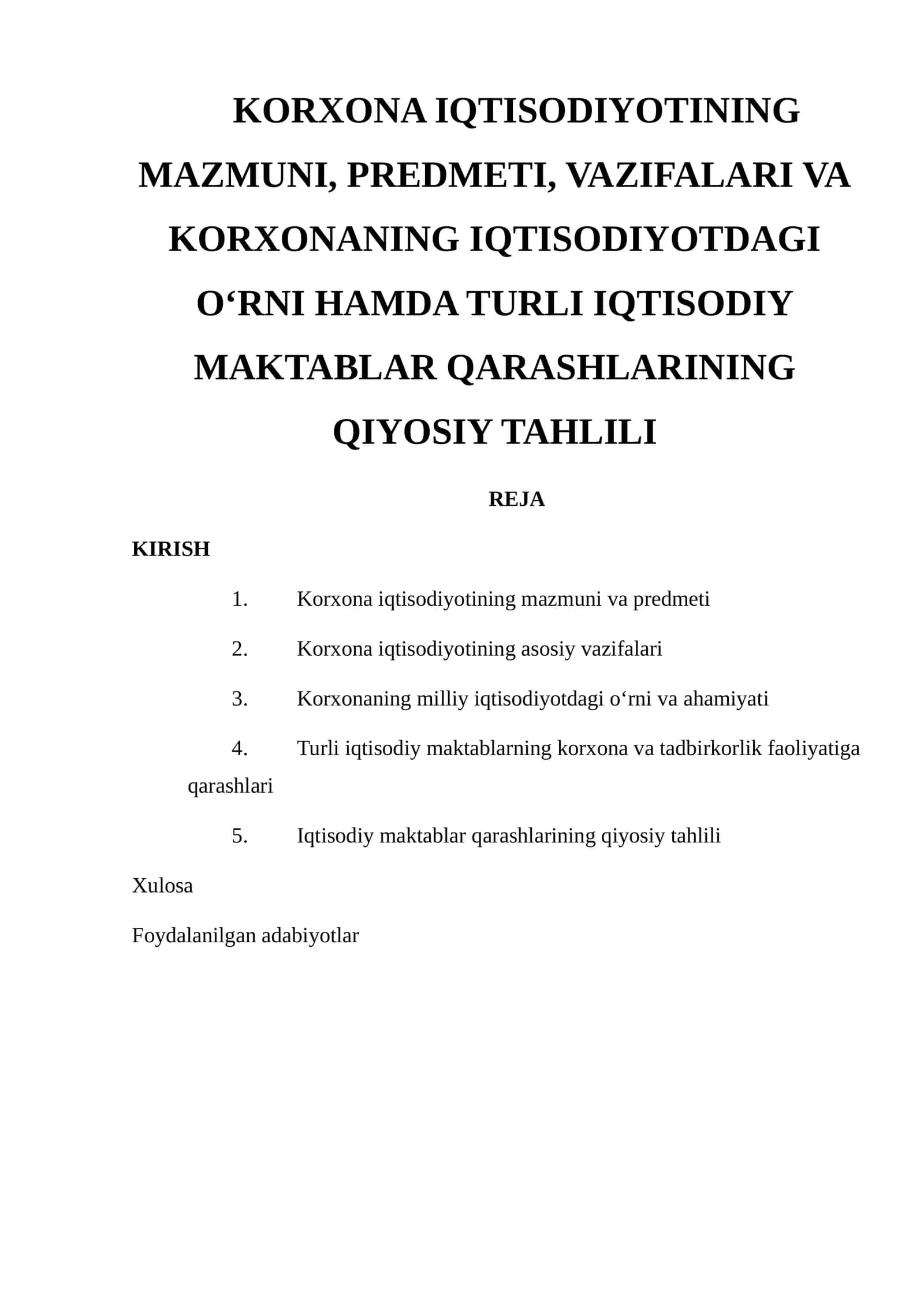 Bozor iqtisodiyoti sharoitida korxonalar faoliyatining iqtisodiy muammolari 1