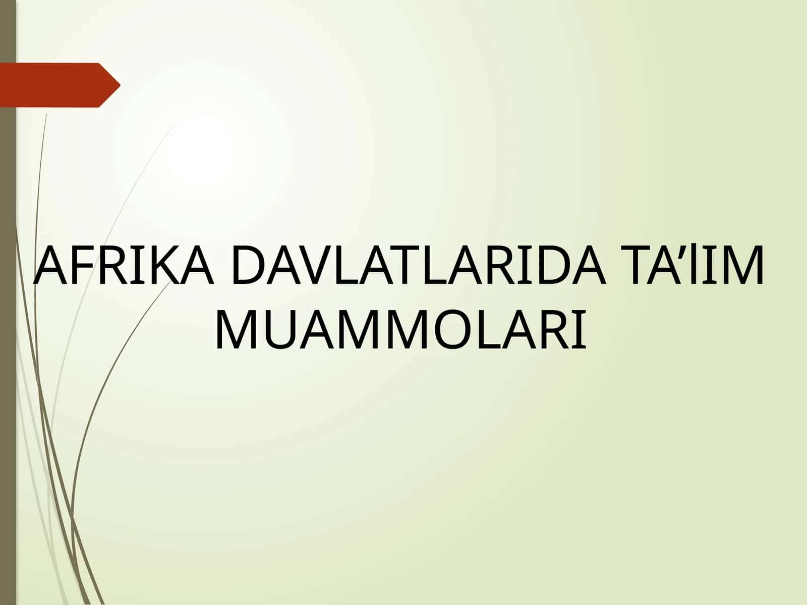 AFRIKA DAVLATLARI TA’LIM MUAMMALARI 1