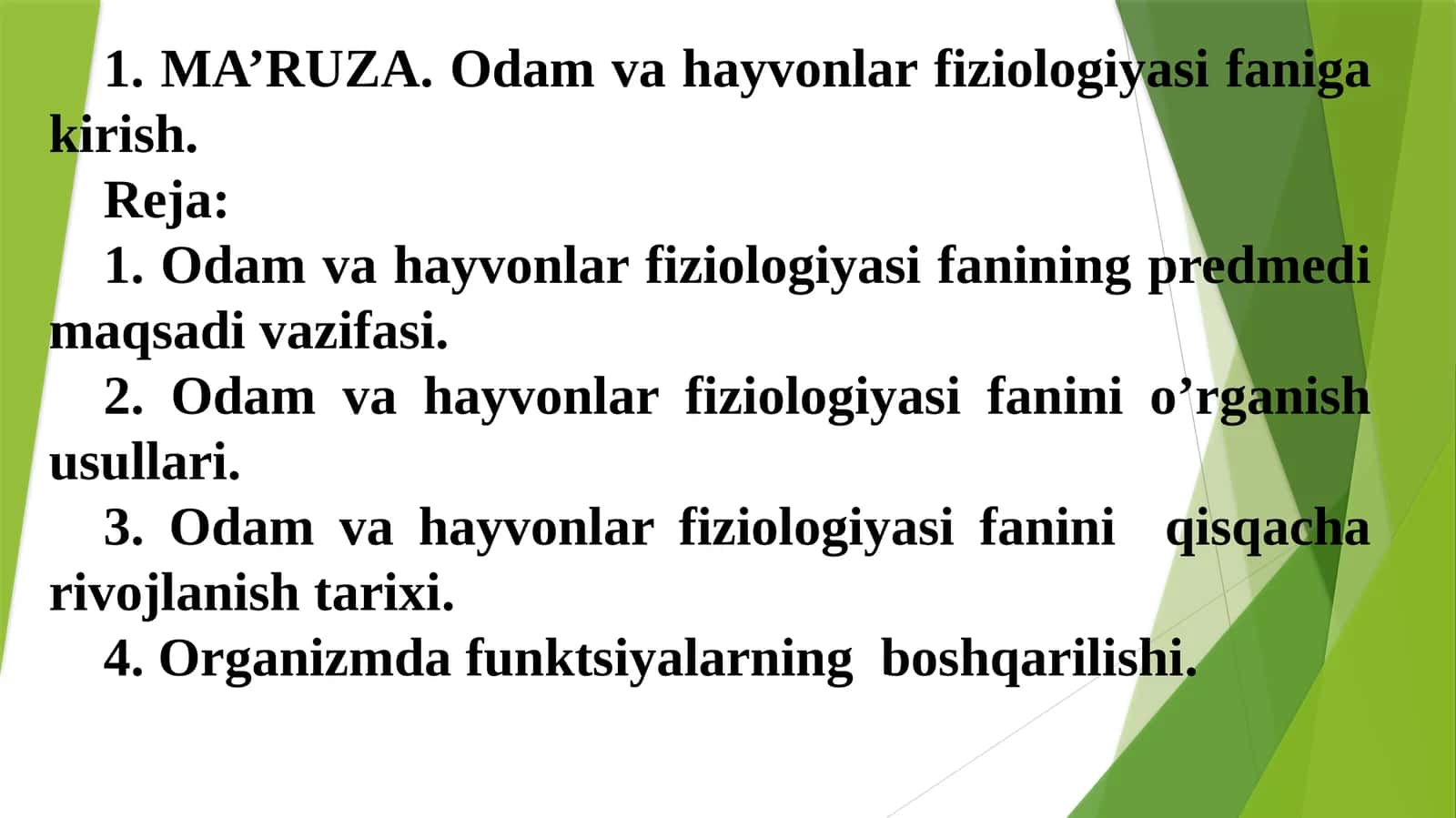 Odam va hayvonlar fiziologiyasifaniga kirish 1