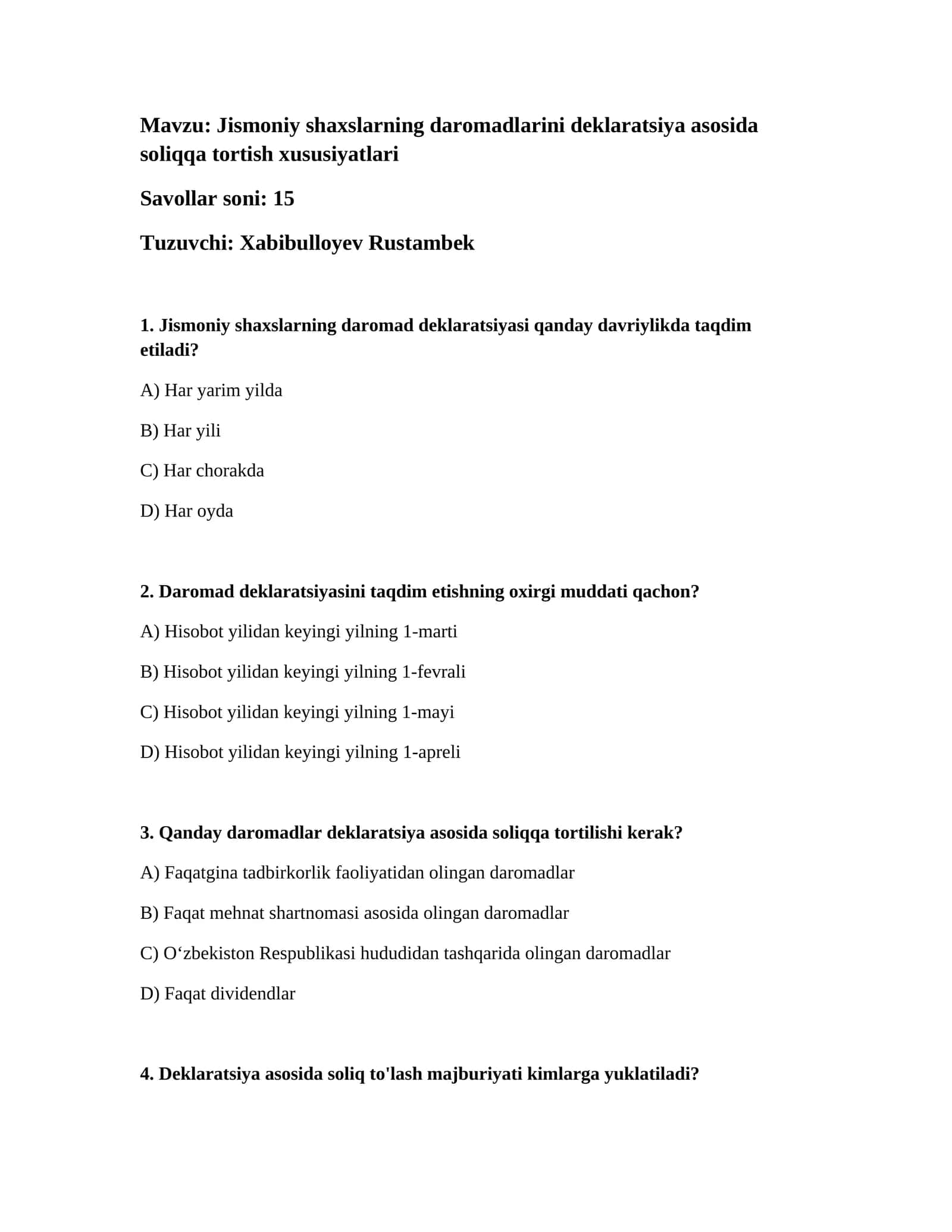 Jismoniy shaxslarning daromadlarini deklaratsiya asosida soliqqa tortish xususiyatlari 1